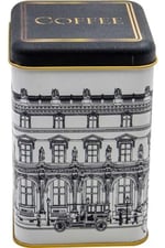 EVLE-Er022-2a City Coffee Desenli Kare Metal Saklama Kabı 11x11 Cm (City Coffee)