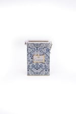 EVLE-Er043-y1 Azulejos Coffee Desenli Dikdörtgen Metal Saklama Kabı 8x10 Cm (Azulejos Coffee)