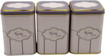EVLE-Metal Çay, Kahve, Şeker Saklama Kutusu 3 Lü Set 8.7 x 8.7 x 12.5 cm, Silver (Silver)