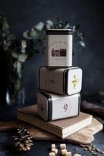 EVLE-Metal Çay, Kahve, Şeker Saklama Kutusu 3 Lü Set 7.5 x 7.5 x 10.2 cm, Silver (Silver)
