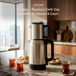Evona Çelik 2 In 1 Çay Makinesi Su Isıtıcısı & Çaycı Steeltea