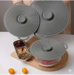Evrensel 3'lü Tutma Saplı Silikon Tencere & Tava Kapak Seti, 20-23-28 cm, Toprak