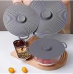 Evrensel 3'lü Tutma Saplı Silikon Tencere & Tava Kapak Seti, 20-23-28 cm, Antrasit