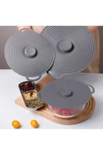 Evrensel 3'lü Tutma Saplı Silikon Tencere & Tava Kapak Seti, 20-23-28 cm, Antrasit