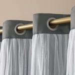 Exclusive Home Curtains Catarina perde, çok katmanlı, masif karartma perdesi ve tül yüzeyli yarı saydam pencere perdesi, 52 x 96 cm,  - Seçenekler: 52x63, 52x108, 52x120, 132G x 243.8U cm (2 Panel)...