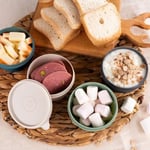 EYNEL 4'lü Yuvarlak Mini Saklama Kabı Küçük Sızdırmaz Kapaklı Çok Renkli Pratik Amaçlı Kap Erzak Çerez Piknik Gıda (280, Yuvarlak, 4, Set 1)