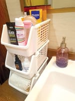EYNEL 5 Adet Çok Amaçlı Katlı Geçmeli Organizer, Pratik Dolap İçi Lavabo Altı Evye-Tezgah Üstü Buzdolabı Mutfak Banyo Çamaşır Makinesi Ev Düzenleyici Plastik Sepet (5 Adet - Antrasit)