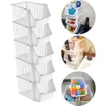 EYNEL 5 Adet Çok Amaçlı Katlı Geçmeli Organizer, Pratik Dolap İçi Lavabo Altı Evye-Tezgah Üstü Buzdolabı Mutfak Banyo Çamaşır Makinesi Ev Düzenleyici Plastik Sepet (5 Adet - Antrasit)
