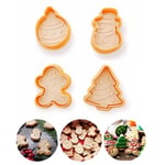 EYNEL Yılbaşı Şekilli Adam Çam Ağacı Basmalı Kurabiye Kalıbı Gingerbread Man Desenli Şeker Hamuru Kesici Aparat (Konsept 1, Krem-Turuncu)