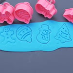EYNEL Yılbaşı Şekilli Adam Çam Ağacı Basmalı Kurabiye Kalıbı Gingerbread Man Desenli Şeker Hamuru Kesici Aparat (Konsept 1, Krem-Turuncu)