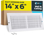 EZ-FLO 61613 Havalandırma Kapağı, 36x15 cm Duvar/Tavan, İki Yönlü Ventilasyon, Çelik HVAC, Beyaz