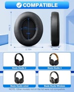 F FEYCH Beats Studio 3 & Beats Studio 2 (B0500/ B0501) için Beats Studio Yedek Kulak Pedleri 2 Parça Gürültü Yalıtımı Rahat Bellek Köpüğü Kulak Yastıkları (Siyah)