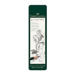 Faber-Castell 9000 Dereceli Kurşun Kalem Seti, 6’lı, Metal Kutu, HB-B-2B-4B-6B-8B, Teknik Çizim ve Eskiz İçin, Dayanıklı Uç, Naturel Siyah
