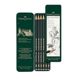 Faber-Castell 9000 Dereceli Kurşun Kalem Seti, 6’lı, Metal Kutu, HB-B-2B-4B-6B-8B, Teknik Çizim ve Eskiz İçin, Dayanıklı Uç, Naturel Siyah