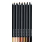 Faber-Castell Black Edition Boya Kalemi 12’li Skin Tones, Siyah Lata, Siyah Kağıda Uyumlu, Ergonomik Üçgen Gövde, Ten Renkleri