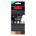 Faber-Castell Black Edition Boya Kalemi 12’li Skin Tones, Siyah Lata, Siyah Kağıda Uyumlu, Ergonomik Üçgen Gövde, Ten Renkleri