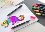 Faber-Castell Çift Uçlu Neon Keçeli Kalem, 10 Renk, İnce ve Kalın Uçlu, Dayanıklı Parlak Renkler, Su Bazlı Mürekkep | Çocuklar ve yetişkinler için ince ve geniş uçlu boya kalemleri