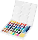 Faber-Castell Creative Studio Tablet Suluboya Seti, 48 Renk, Su Bazlı Pigment, Karıştırma Paleti ve Aksesuarlar ile, Taşınabilir Sanatsal Set | Karıştırma paleti, su tankı fırçası ve sünger, hobi ve y