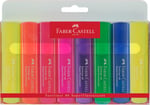 Faber-Castell Fosforlu Kalem Seti 8’li, Şeffaf Gövde, 7 Farklı Renk, Yeniden Doldurulabilir, 3 Farklı Çizgi Kalınlığı