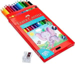 Faber-Castell Jumbo Boya Kalemi, 12 Renk, Kalın Gövde ve Uç, Kırılmaya Dirençli Özel Yapıştırma Sistemi, Kolay Açılır, Çocuklar İçin Güvenli