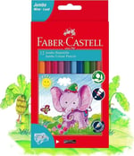 Faber-Castell Jumbo Boya Kalemi, 12 Renk, Kalın Gövde ve Uç, Kırılmaya Dirençli Özel Yapıştırma Sistemi, Kolay Açılır, Çocuklar İçin Güvenli