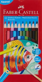 Faber-Castell Karton Kutu Sulu Boya Kalemi, 24 Renk, Suda Çözünebilir, Fırça ve Kalem Hediyeli, Yaratıcılığı Destekleyen Boya Kalemi - Seçenekler: 12 Renk, 24 Renk