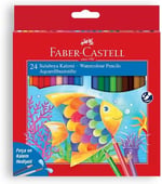 Faber-Castell Karton Kutu Sulu Boya Kalemi, 24 Renk, Suda Çözünebilir, Fırça ve Kalem Hediyeli, Yaratıcılığı Destekleyen Boya Kalemi - Seçenekler: 12 Renk, 24 Renk