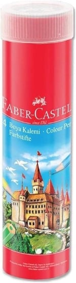 Faber-Castell Kuru Boya Kalemi, Kırmızı Metal Tüp Kutu, 24 Renk, Tam Boy, Kalemtıraş Hediyeli, Yumuşak Mineli, Kırılmaya Dayanıklı Uçlar, Kolay Açılır - Seçenekler: 12 Renk, 24 Renk