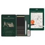 Faber-Castell Pitt Matt Dereceli Kalem Seti, 11 Parça, Ultra Mat Siyah Ton, 14B Kalem, Geçiş Kalemi, Kalemtıraş ve Silgi ile, SV Sistemli