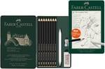 Faber-Castell Pitt Matt Dereceli Kalem Seti, 11 Parça, Ultra Mat Siyah Ton, 14B Kalem, Geçiş Kalemi, Kalemtıraş ve Silgi ile, SV Sistemli