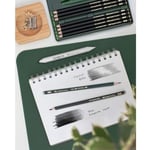 Faber-Castell Pitt Matt Dereceli Kalem Seti, 11 Parça, Ultra Mat Siyah Ton, 14B Kalem, Geçiş Kalemi, Kalemtıraş ve Silgi ile, SV Sistemli