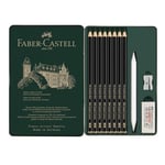 Faber-Castell Pitt Matt Dereceli Kalem Seti, 11 Parça, Ultra Mat Siyah Ton, 14B Kalem, Geçiş Kalemi, Kalemtıraş ve Silgi ile, SV Sistemli