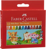 Faber-Castell Süper Yıkanabilir Mum Boya, 12 Renk, Leke Bırakmaz, Jumbo Boy, Parlak ve Yoğun Renkler