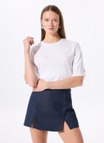 Fabrika Bisiklet Yaka Oversize T-Shirt, L, DANTITA, Beyaz, Kadın
