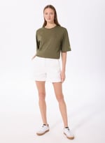 Fabrika Bisiklet Yaka Oversize T-Shirt, XS, DANTITA, Haki, Kadın