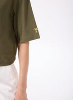 Fabrika Bisiklet Yaka Oversize T-Shirt, XS, DANTITA, Haki, Kadın