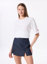 Fabrika Bisiklet Yaka Oversize T-Shirt, L, DANTITA, Beyaz, Kadın