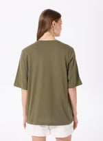 Fabrika Bisiklet Yaka Oversize T-Shirt, XS, DANTITA, Haki, Kadın