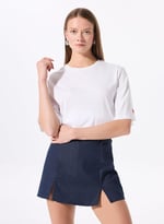Fabrika Bisiklet Yaka Oversize T-Shirt, L, DANTITA, Beyaz, Kadın
