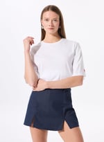 Fabrika Bisiklet Yaka Oversize T-Shirt, L, DANTITA, Beyaz, Kadın