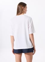 Fabrika Bisiklet Yaka Oversize T-Shirt, L, DANTITA, Beyaz, Kadın