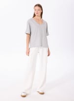 Fabrika Gri Melanj V Yaka Oversize T-Shirt, TALITA