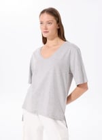 Fabrika Gri Melanj V Yaka Oversize T-Shirt, TALITA