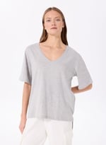Fabrika Gri Melanj V Yaka Oversize T-Shirt, TALITA