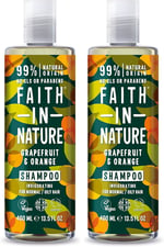 FAITH IN NATURE %99 Doğal Tazeleyici Şampuan Normal & Yağlanmaya - Kepeğe Meyilli Saçlar İçin (Greyfurt & Portakal, 400 ml) - Seçenekler: 400 ml (Pack of 3), 400 ml (Pack of 3) (2 paketi)