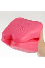 fame kitchen Un-228 Kelebek Figürlü Ikili Silikon Pembe Tutucu Eldiven