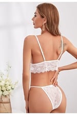 Fancy&Dancy Kadın Beyaz Dantel Sütyen Külot Bralet Takımı - Dantel İç Çamaşırı Takımı - 220
