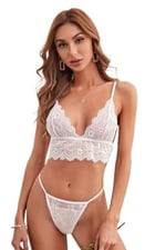 Fancy&Dancy Kadın Beyaz Dantel Sütyen Külot Bralet Takımı - Dantel İç Çamaşırı Takımı - 220