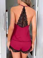 Fancy&Dancy Kadın Bordo Renk Dantel Detaylı Pamuklu Takım 002