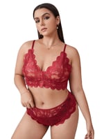 Fancy&Dancy Kadın Dantel Battal Boy İç Çamaşır Takımı - Büyük Beden Sütyen ve Külot Takımı - 6100